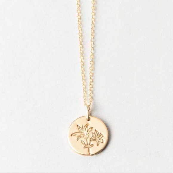Lily May Birth Flower Engraved Dainty GiftNecklace - Picture 3 of 15